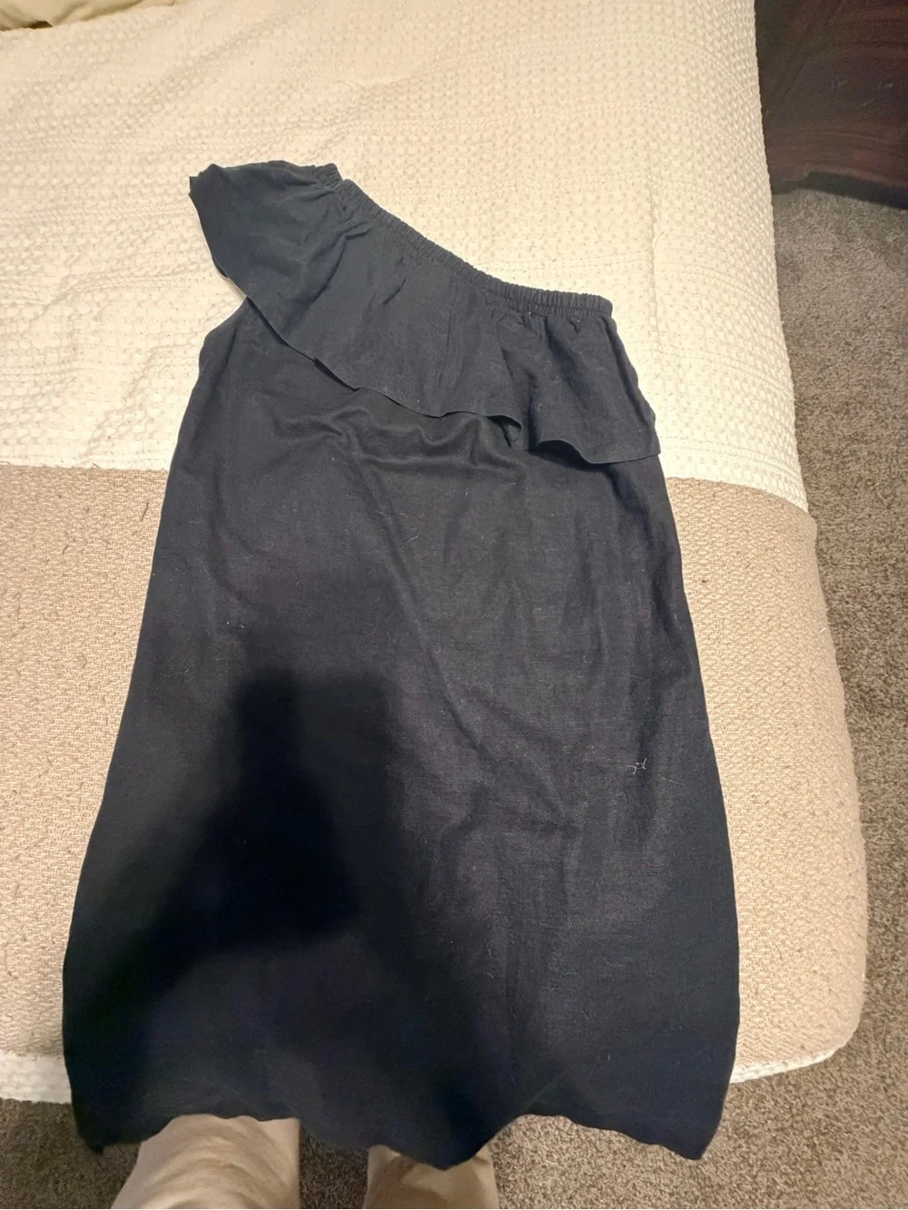 J. Crew One-Shoulder Black Ruffle Dress